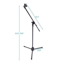 Load image into Gallery viewer, MR DJ MS600PKG 2 Microphone Stands Adjustable Boom Stage with Mic Holder Clips &amp; Carry Bag