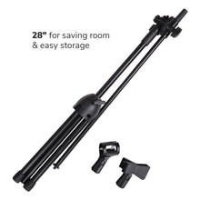 Load image into Gallery viewer, MR DJ MS600PKG 2 Microphone Stands Adjustable Boom Stage with Mic Holder Clips &amp; Carry Bag