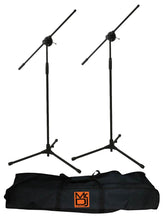 Load image into Gallery viewer, MR DJ MS600PKG 2 Microphone Stands with Mic Holder Clips &amp; Carry Bag